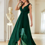 Vestido Longo Transpassado Com Barra Assimétrica