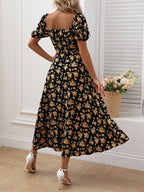 Vestido Midi Com Manga Bufante E Estampa Floral Boho
