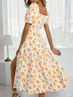 Vestido Midi Com Manga Bufante E Estampa Floral Boho