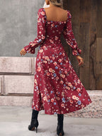 Vestido Longo Com Manga Bufante E Estampa Floral Boho