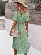 Vestido Midi Com Faixa E Estampa Floral Delicada
