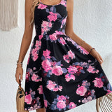 Vestido Midi Evasê Com Alças Largas E Estampa Floral