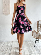 Vestido Midi Evasê Com Alças Largas E Estampa Floral