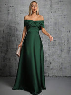 Vestido Longo Ombro A Ombro Com Torcido Frontal