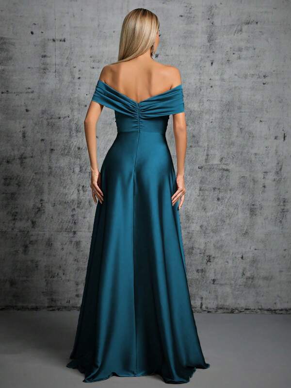Vestido Longo Ombro A Ombro Com Torcido Frontal