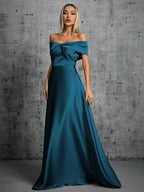 Vestido Longo Ombro A Ombro Com Torcido Frontal