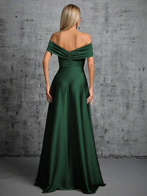 Vestido Longo Ombro A Ombro Com Torcido Frontal