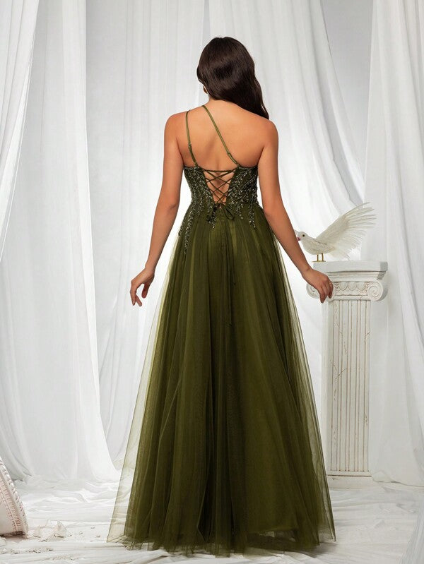 Vestido Longo Acinturado Com Fenda Frontal