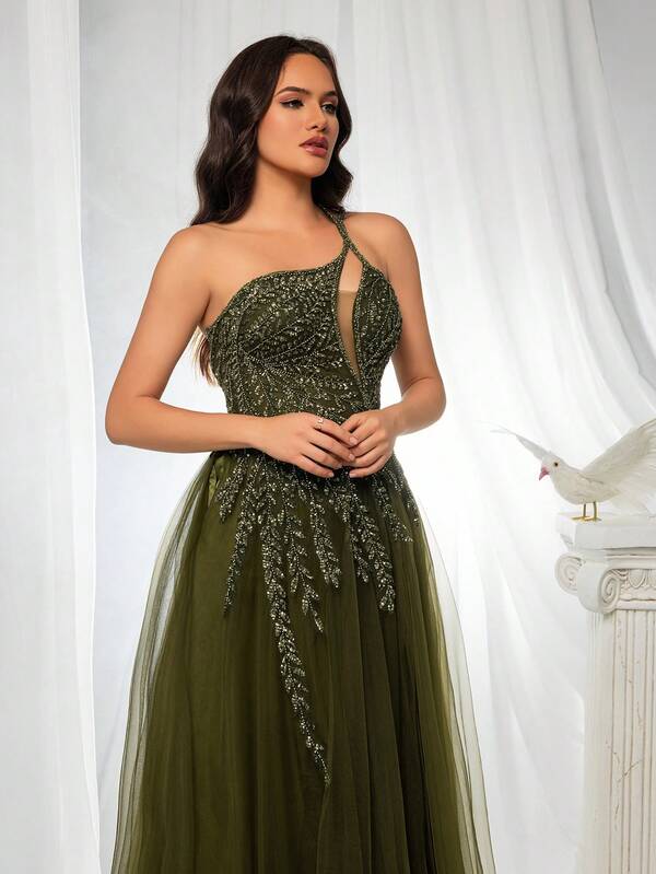 Vestido Longo Acinturado Com Fenda Frontal
