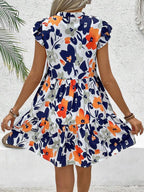 Vestido Curto Chemise Com Babados E Estampa Floral