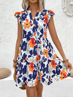 Vestido Curto Chemise Com Babados E Estampa Floral