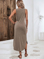 Vestido Midi Regata Com Fenda Lateral E Estampa Lettering