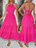 Vestido Longo Frente Única Com Costas Vazadas Resort