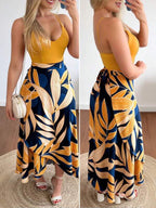 Vestido Longo Com Alças Finas E Estampa Tropical Resort