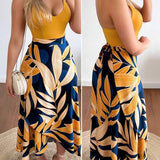 Vestido Longo Com Alças Finas E Estampa Tropical Resort