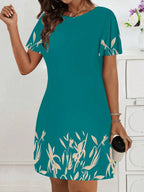 Vestido Curto Estampa Floral Manga Curta Estilo Casual