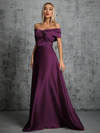 Vestido Longo Ombro A Ombro Com Torcido Frontal
