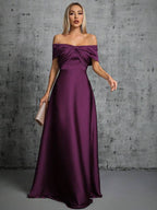 Vestido Longo Ombro A Ombro Com Torcido Frontal