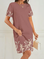 Vestido Curto Estampa Floral Manga Curta Estilo Casual