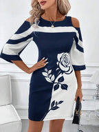 Vestido Midi Com Ombros Vazados E Estampa Floral