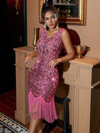 Vestido Curto Bordado Com Franjas E Paetês