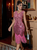 Vestido Curto Bordado Com Franjas E Paetês
