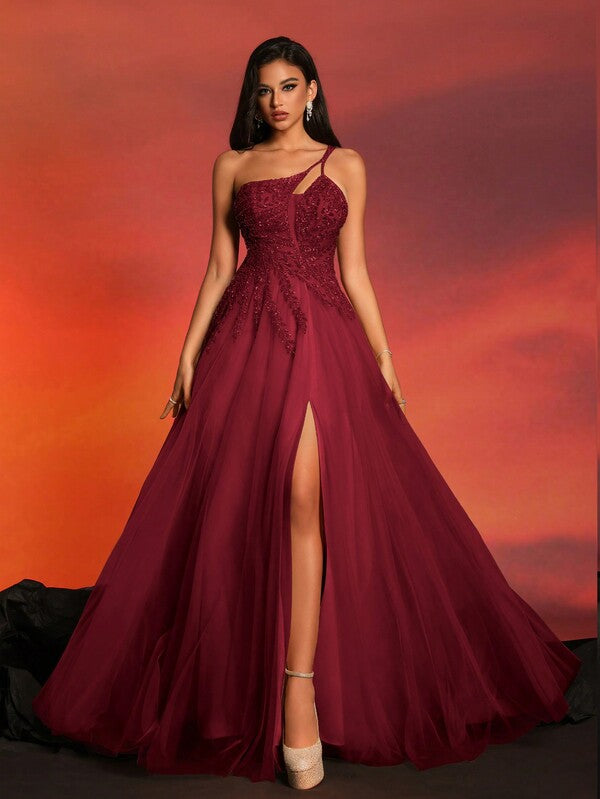 Vestido Longo Acinturado Com Fenda Frontal