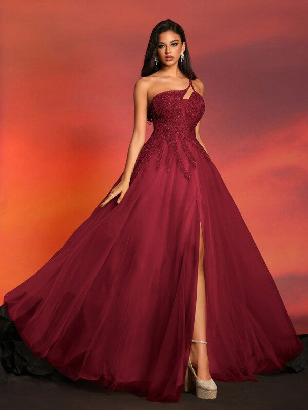Vestido Longo Acinturado Com Fenda Frontal