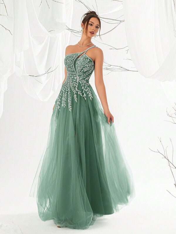 Vestido Longo Acinturado Com Fenda Frontal