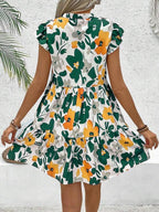 Vestido Curto Chemise Com Babados E Estampa Floral