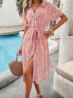 Vestido Midi Com Faixa E Estampa Floral Delicada