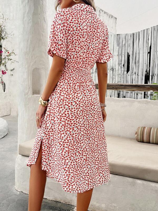 Vestido Midi Com Faixa E Estampa Floral Delicada