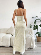 Vestido Longo Com Recorte E Amarração Estampa Floral
