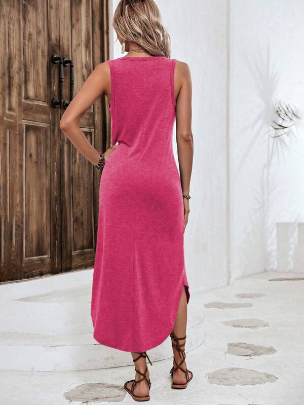 Vestido Midi Regata Com Fenda Lateral E Estampa Lettering