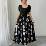 Vestido Midi Canelado Com Estampa Floral Evasê Casual