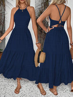 Vestido Longo Frente Única Com Costas Vazadas Resort