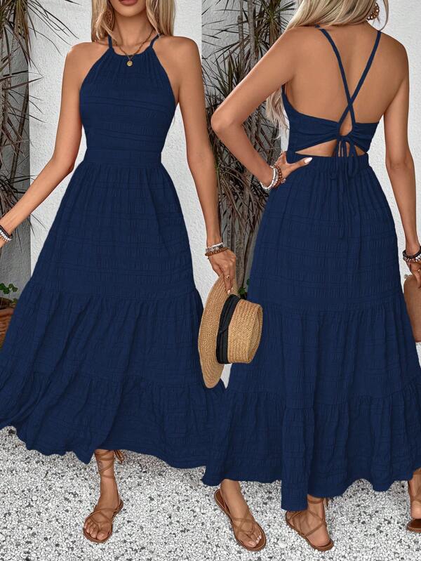 Vestido Longo Frente Única Com Costas Vazadas Resort