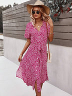 Vestido Midi Com Faixa E Estampa Floral Delicada
