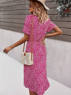 Vestido Midi Com Faixa E Estampa Floral Delicada