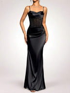 Vestido Longo Com Corselet E Fenda Lateral
