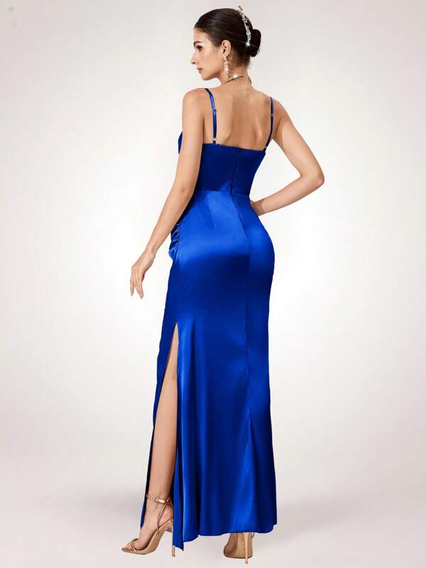 Vestido Longo Com Corselet E Fenda Lateral