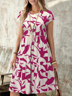 Vestido Midi Soltinho Com Recortes Estampa Abstrata Casual