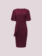 Vestido Midi Ajustado Com Babados Assimétricos