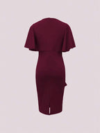 Vestido Midi Ajustado Com Babados Assimétricos