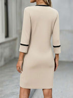 Vestido Midi Ajustado Com Bolsos Estilo Clássico