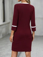 Vestido Midi Ajustado Com Bolsos Contrastantes