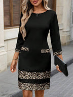 Vestido Midi Ajustado Com Bolsos Estilo Clássico