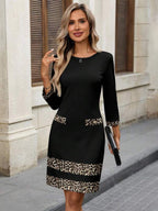 Vestido Midi Ajustado Com Bolsos Estilo Clássico