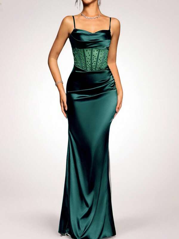 Vestido Longo Com Corselet E Fenda Lateral