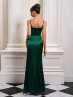 Vestido Longo Com Corselet E Fenda Lateral